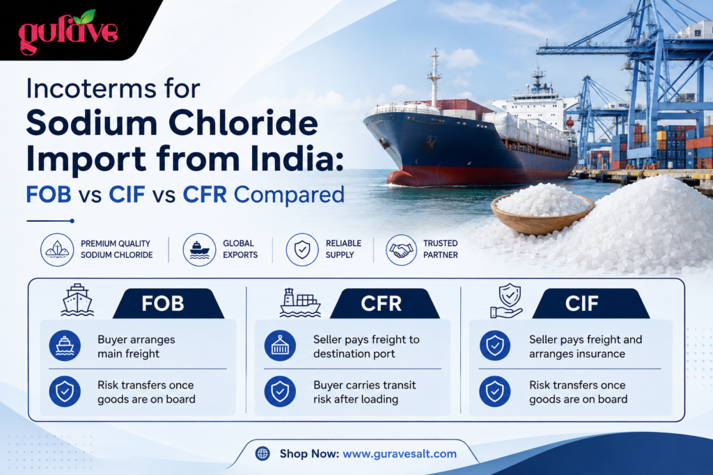 Incoterms for Sodium Chloride Import from India: FOB vs CIF vs CFR Compared